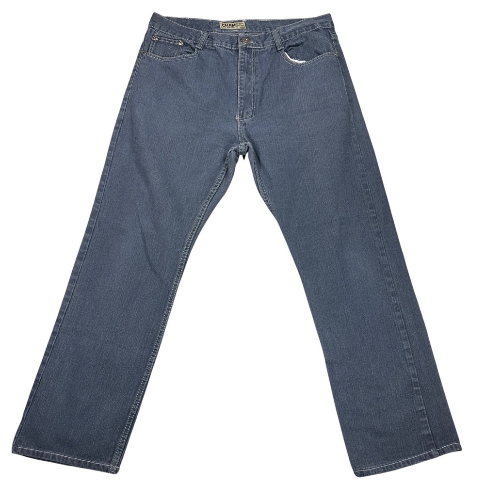 Chams Premium Mens Blue Jeans Straight Leg 100% Cotton Size‎ 38x31 RN137182
